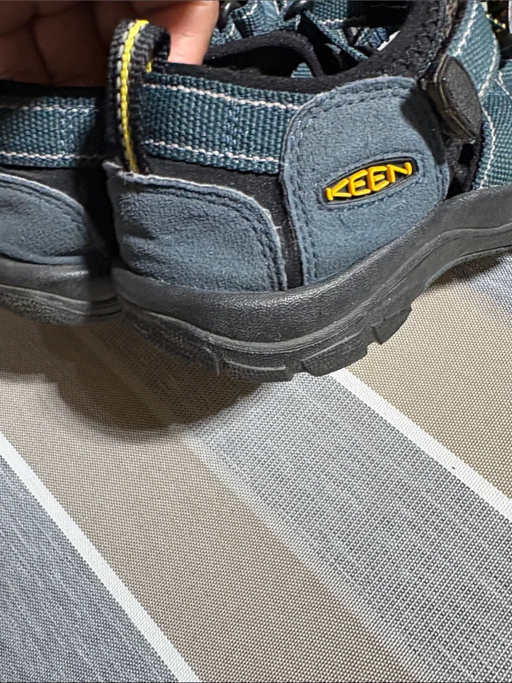 Keen Kids Teal and Black Closed-Toe Sandals with Yellow Accents